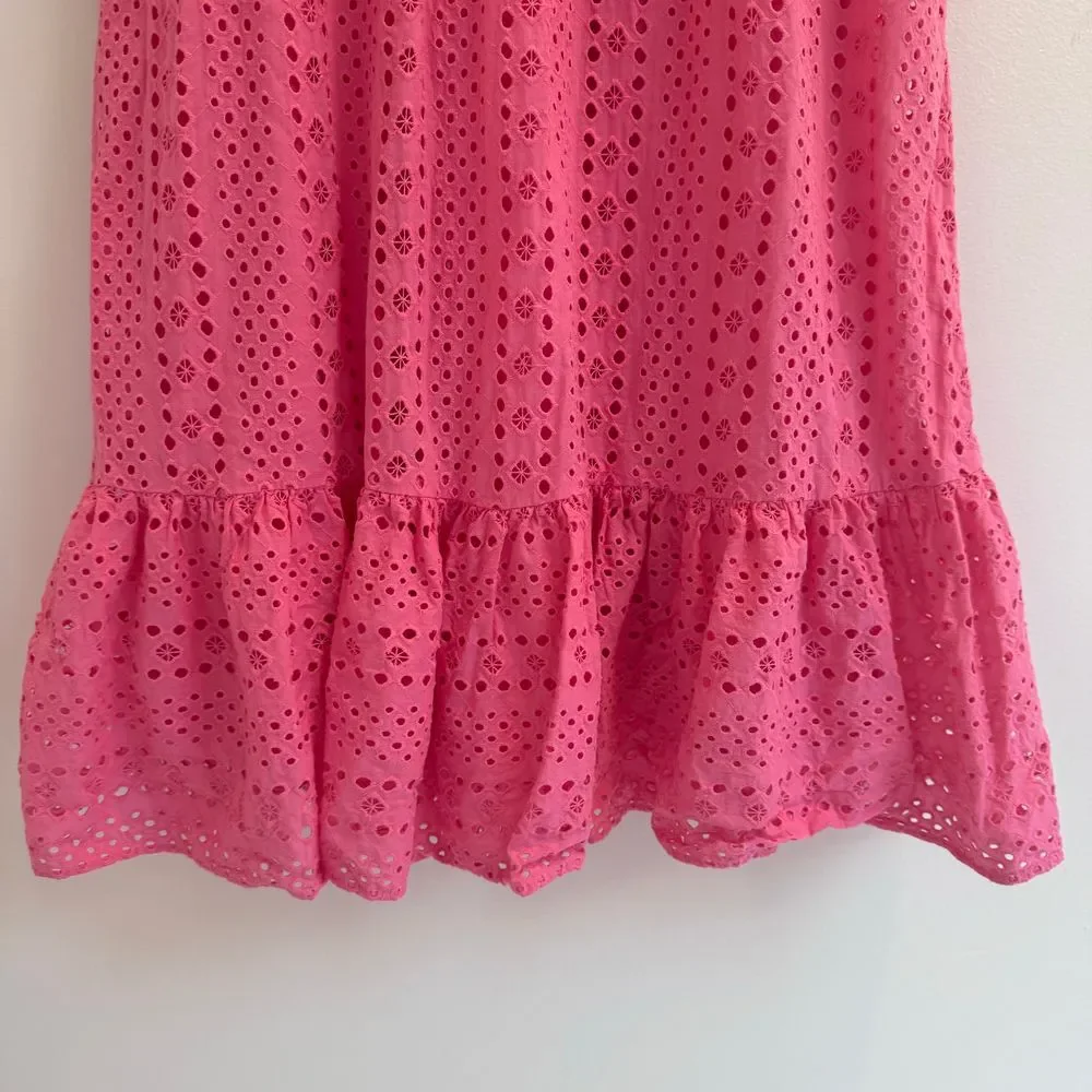 J.‎ Crew Pink Eyelet Lace Lined Midi Dress Size 6 Classic Ruffled Preppy - Picture 5 of 11